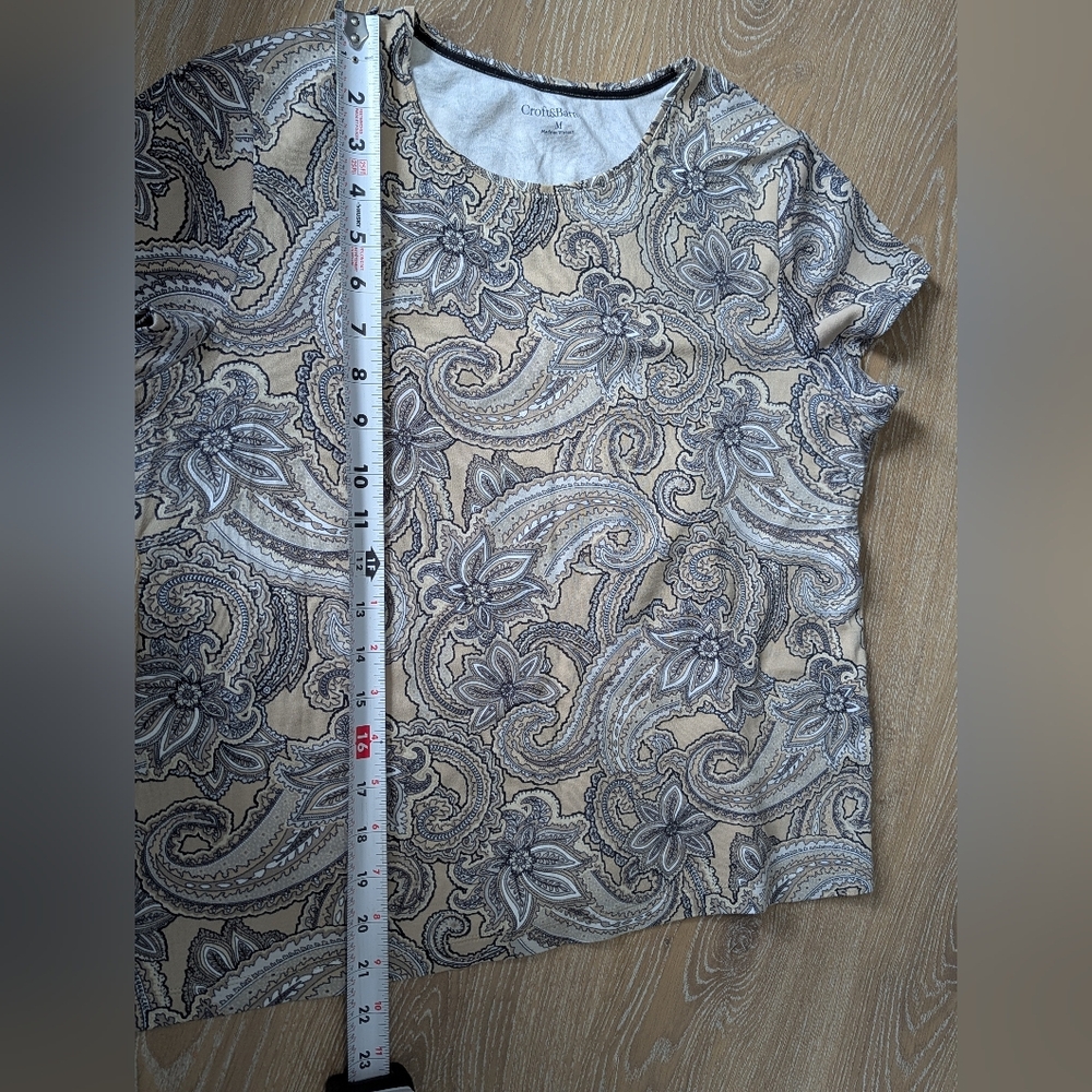Croft & Barrow The Classic Tee Women's Size M Paisley Cotton Cap Sleeve Top - Picture 9 of 9